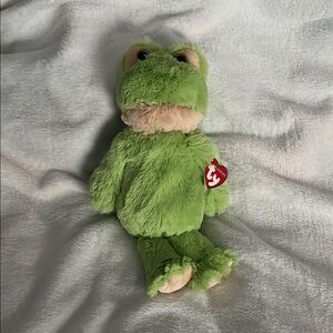 Ty Green and Cream Frog Plush Toy